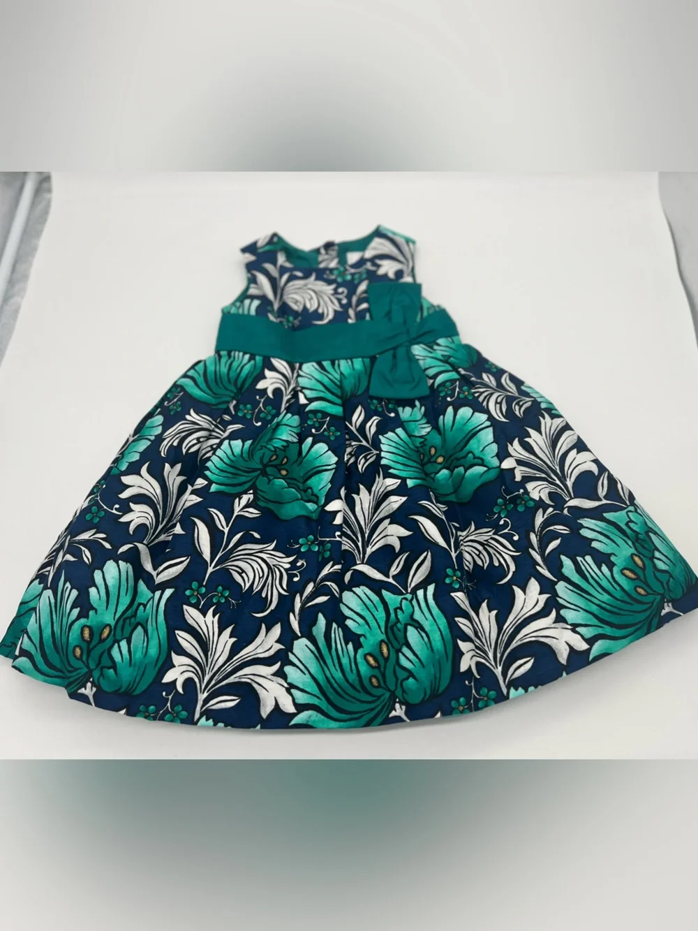 Gymboree Girl Blue Green Floral Dress 3T
